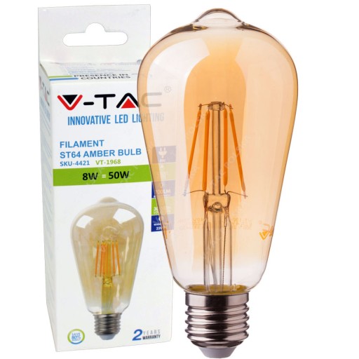 Żarówka LED ST64 8W FILAMENT 2200K VT-1968 V-TAC