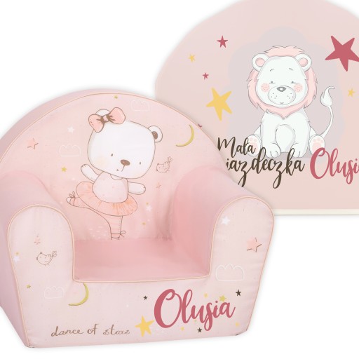 FOTELIK DZIECIĘCY Sofa Z Pianki Na Prezent Dla MAŁEJ GWIAZDECZKI TWOJE IMIĘ