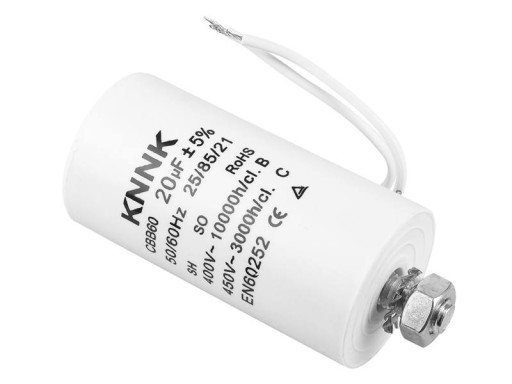 KONDENSATOR ROZRUCHOWY 20uF/450V KNNK Z PRZEWODAMI