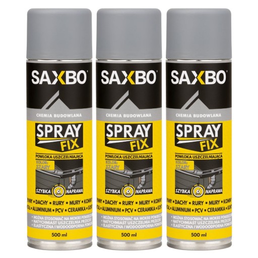 Guma w sprayu Spray FIX szara SAXBO 500ml ZESTAW