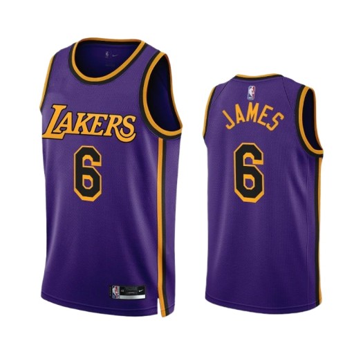 Czarna koszulka Los Angeles Lakers LeBron James nr 6 Earned Edition 2021–22, M