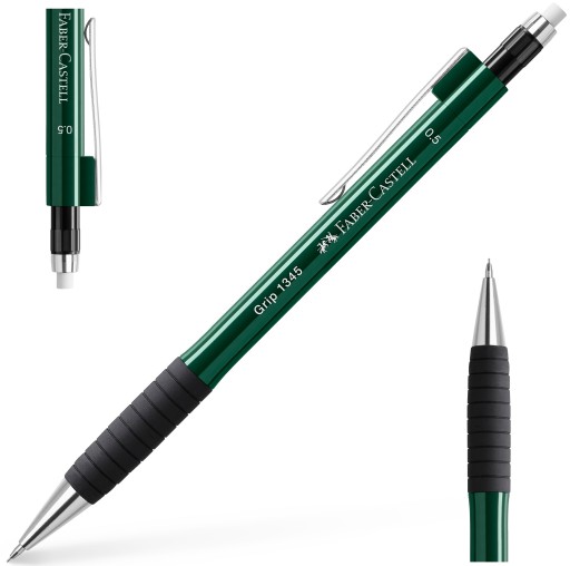 FABER-CASTELL Ołówek automatyczny z gumką na rysiki 1345 Grip 0,5 METALLIC