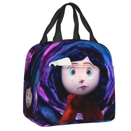 Halloween Horror Movie Coraline Insulated Lunch Bag for Women Portable