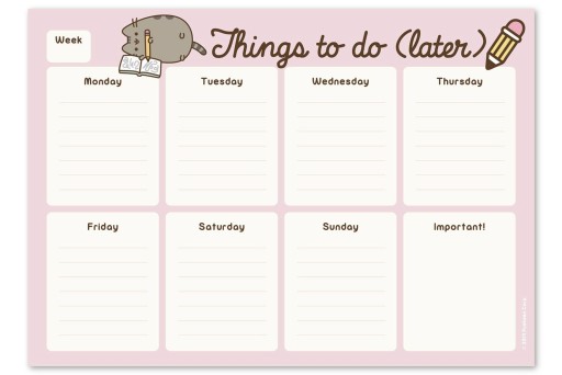 Plan lekcji Pusheen Rose Planer A4 tygodniowy