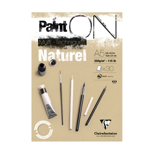 Clairefontaine blok Paint On Natural A5 30k. 250g