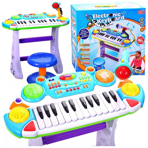 PIANINO ORGANY Keyboard Dla Dzieci + MIKROFON DO KARAOKE Nagrywanie Prezent