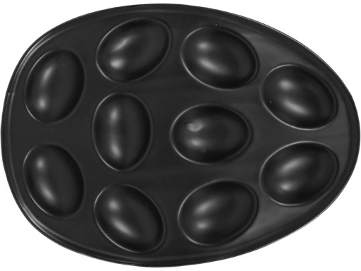 CZARNY PORCELANOWY Półmisek Patera Talerz 27 x 19 x 1,6 cm - na 10 JAJEK