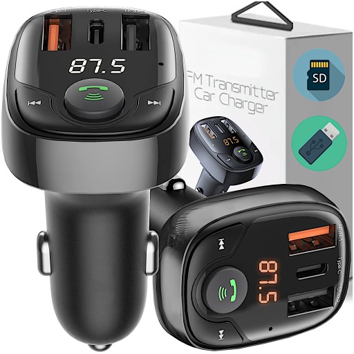 TRANSMITER FM BLUETOOTH 2XUSB MICROSD USB-C QC 3.0