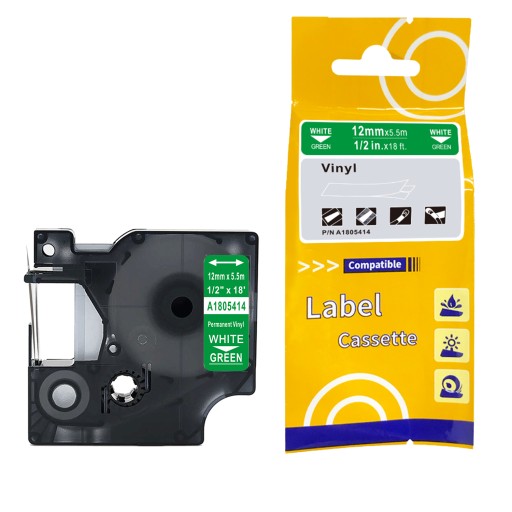 Taśma winylowa 12mm do DYMO RHINO 1805414 Zielona