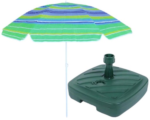 DUŻY PLAŻOWY PARASOL OGRODOWY ZIELONY 180 cm + PODSTAWA ZIELONA
