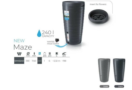PROSPERPLAST POJEMNIK NA DESZCZÓWKĘ 240L SZARY MAZE uniwersalny