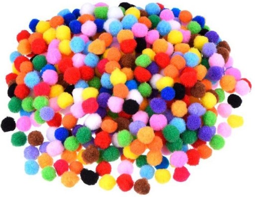 POMPONY pomponiki POLIESTROWE do dekorowania 7mm 380 sztuk MIX KOLORÓW