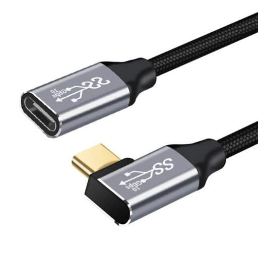 Przedłużacz USB C, 90 stopni Gen 2 100W USB-C 3.1