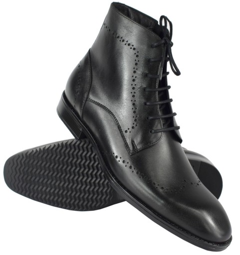 BUTY SZTYBLETY MĘSKIE SKÓRA CZARNE 45 30 cm PAN