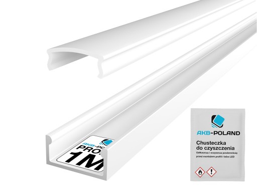 PROFIL LED ALUMINIOWY BIAŁY Nawierzchniowy Wpuszczany KLOSZ MLECZNY 1 METR