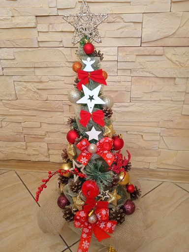 STOŻEK DEKOROWANY w DONICY z dekoracją LED 45 CM
