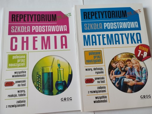 2x Repetytorium Podstawowa CHEMIA MATEMATYKA 7-8 G