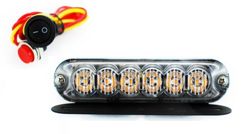 LAMPA OSTRZEGAWCZA 6 LED STROBOSKOP STEROWNIK