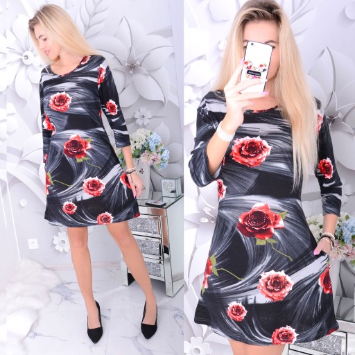 MODNA TUNIKA TRAPEZOWA BROSZKA MIŁA BIG SIZE 666