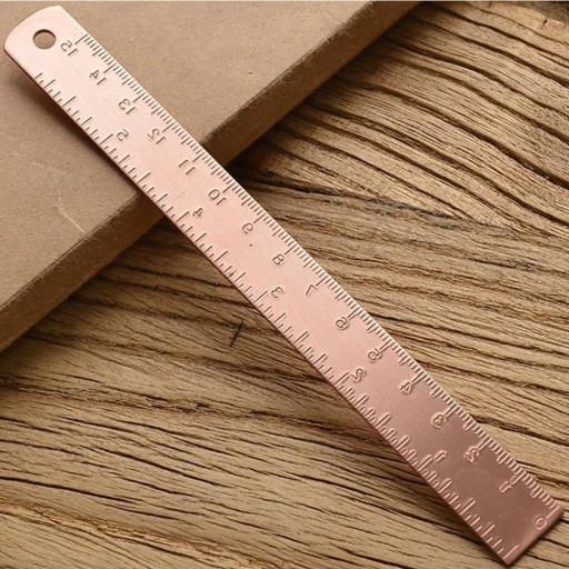 Vintage Brass Straight Ruler 15cm Scale Metal Learning Measuring Tools