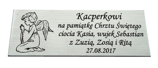 Tabliczka 6,5x3,5 z dedykacją do naklejenia GRAWER