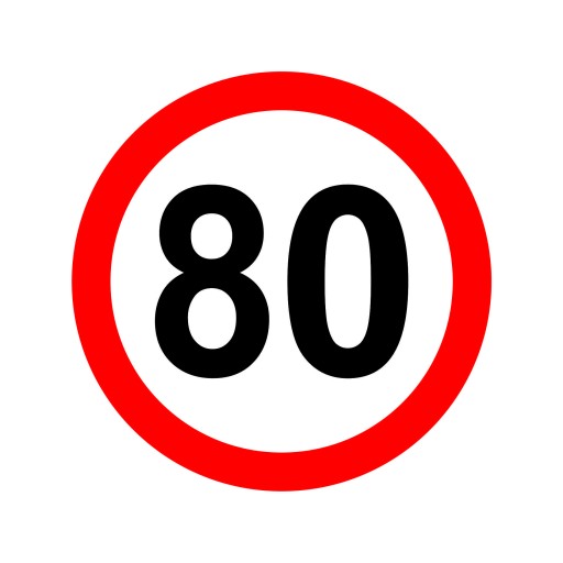 NAKLEJKA OGRANICZENIE PRĘDKOŚCI 80km ZNAK śr16 cm
