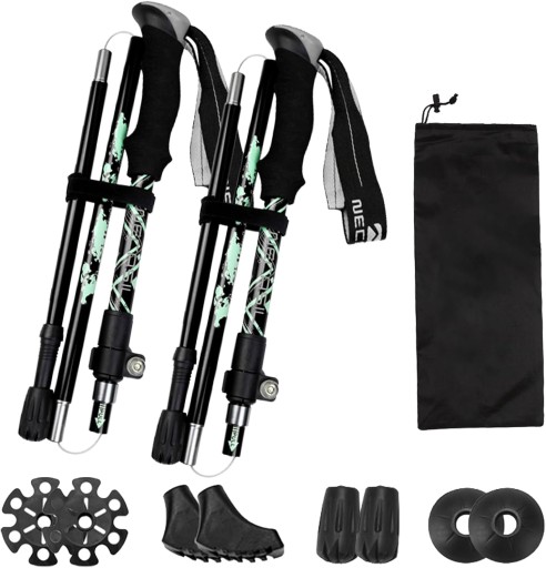 KIJKI TREKKINGOWE SKŁADANE WŁÓKNO WĘGLOWE 105-137 CM ERGONOMICZNE ZESTAW