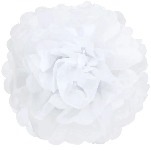 POMPON Papierowy BIAŁY Dekoracje ŚLUB Komunia Pomponik Z Bibuły 35cm