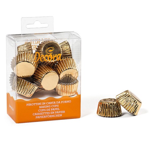 Mini papilotki na muffinki Decora - złote, 180 szt