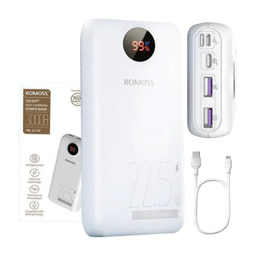 OUTLET ROMOSS MOCNY POWERBANK USB 30000MAH 2X USB USB-C QC 3.0 PD 22.5W LED