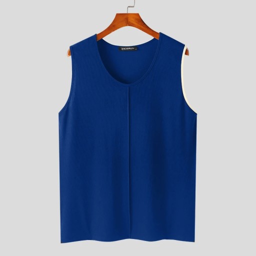 2024 Men Tank Tops Patchwork O-neck Sleeveless Sum