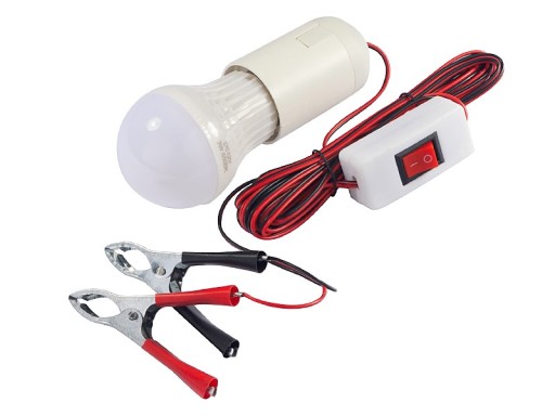 Lampa warsztatowa LED 12V z zaciskami krokodylkami
