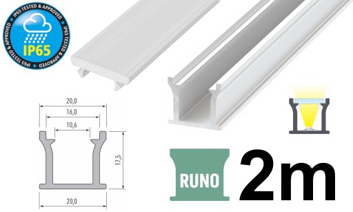 PROFIL LED WODOODPORNY IP65 IP67 RUNO BIAŁY 2m