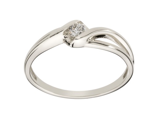 ZŁOTO BIAŁE pr 585 PIERŚCIONEK z BRYLANTEM 0.09ct