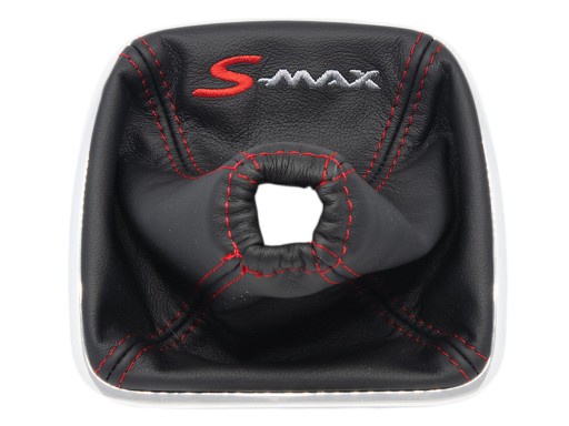 FORD S-MAX 2006-2008 MIESZEK ZMIANY BIEGÓW CZARNA SKÓRA HAFT CZERWONY