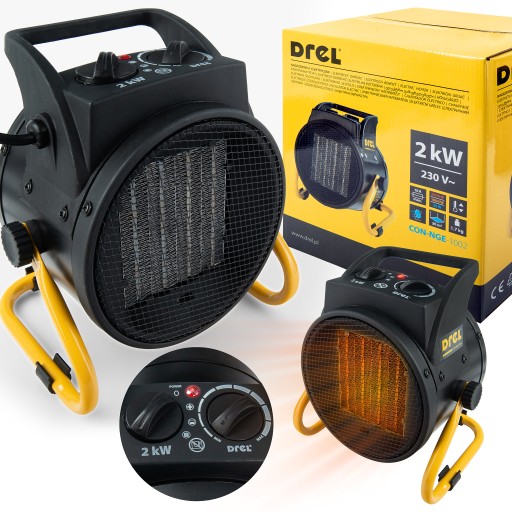 Dmuchawa Farelka NAGRZEWNICA ELEKTRYCZNA 2KW 230V Termostat Grzejnik Piecyk