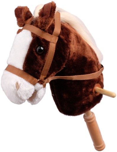 HOBBY HORSE GŁOWA KONIA NA KIJU Z KÓŁKAMI ORAZ DŹWIĘKIEM BRĄZOWY