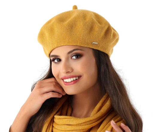 Beret damski MICHELE Żółty Polski producent