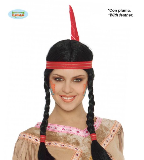 PERUKA INDIANKA Z PIÓRKIEM,POKAHONTAS