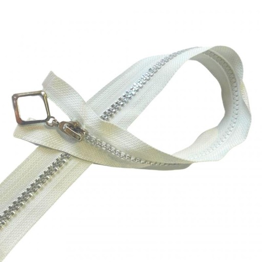Ekskluzywny Zamek Błyskawiczny Srebrny 50 cm z Elegancką Szarą Taśmą