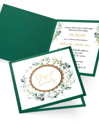 Zaproszenie na chrzest personalizowane z kopertą „Fairy Green”
