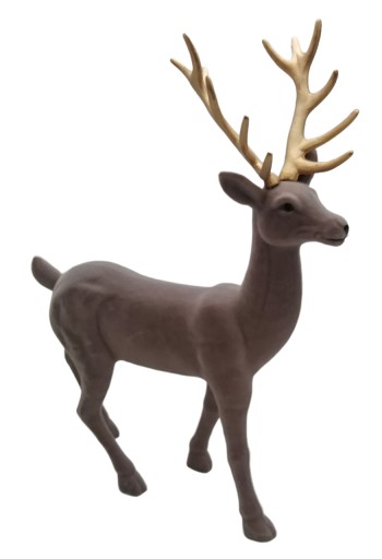 RENIFER flokowany welur święta SZARY jeleń 46 cm