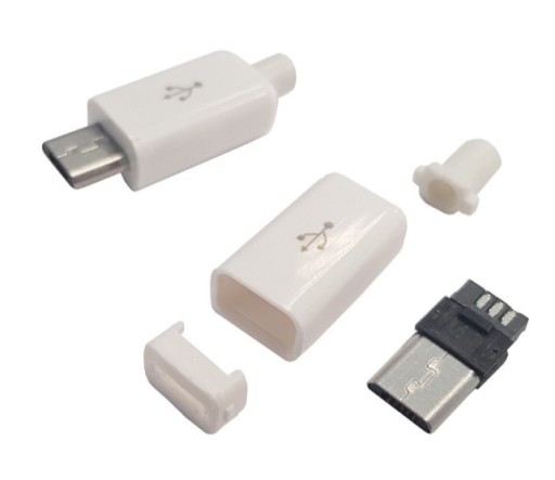WTYK USB MIKRO TYP B 5-PIN NA KABEL OBUDOWA BIAŁA