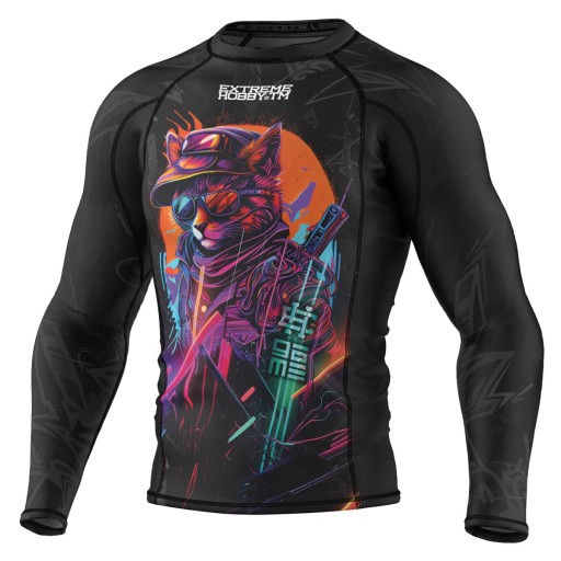 Rashguard Męski MMA CYBER ANIMALS L BLACK CAT EXTREME HOBBY