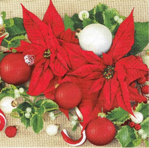 Serwetka decoupage 312S Kwiaty Gwiazda betlejemska