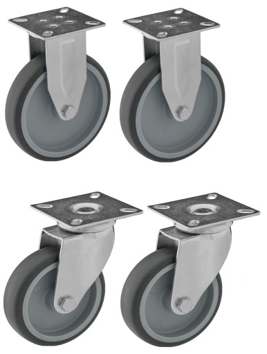 ZESTAW 4 SZT KOŁO 100mm SKRĘTNE STAŁE 360kg
