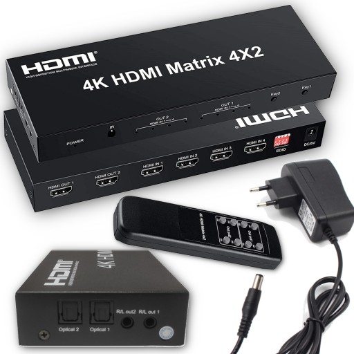HDMI Matrix 4x2 rozdzielacz SWITCH SPLITTER pilot