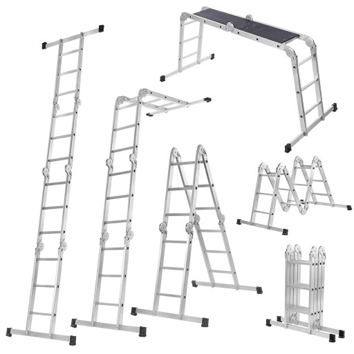 DRABINA ALUMINIOWA PRZEGUBOWA 4x3 ROZKŁADANA PRZYSTAWNA PODEST 150kg