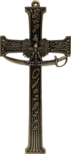 METALOWY KRZYŻ NA ŚCIANĘ PATRIOTYCZNY BÓG HONOR CNOTA OJCZYZNA GODŁO POLSKI