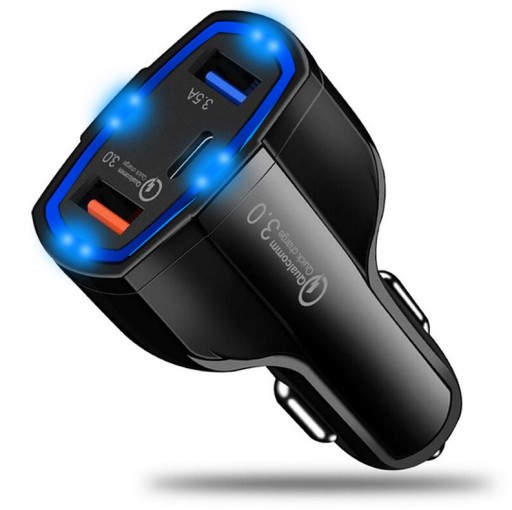 3A ŁADOWARKA SAMOCHODOWA USB QC 3.0 AMBIENT LED